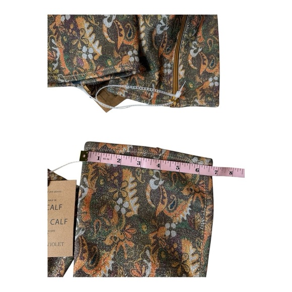 Chelsea & Violet Zayla Green Sparkle Floral Print Tall Boots NEW Retro Groovy 70 - Picture 6 of 14